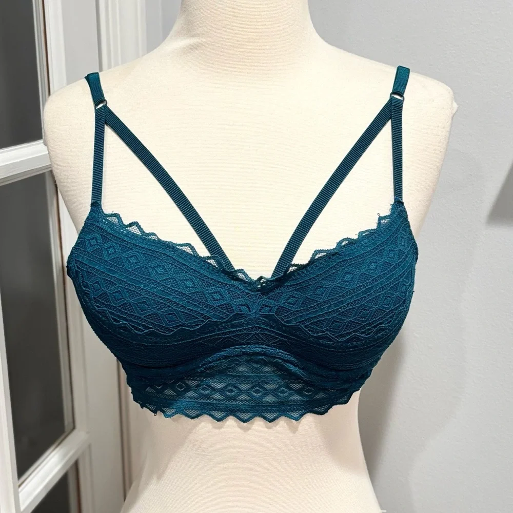 Victoria's Secret PINK Teal Lace Strappy Push-up Bralette